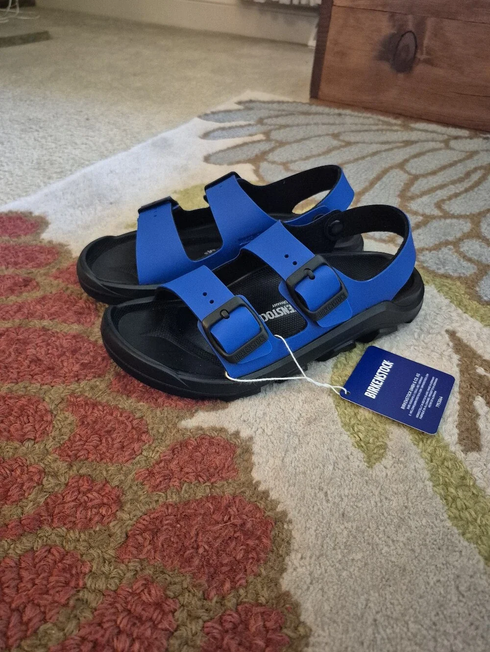 NWT Little Boys Or Girls Blue Birkenstock Sandals Size 3, Mogami Birko-Flor